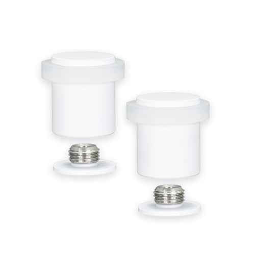 Pack of 2 EVI Door Stoppers |White Stainless Steel Door Stopper - Screw Fastening - White Rubber Protector - 0.95 x 1.19 Inch Door Stop