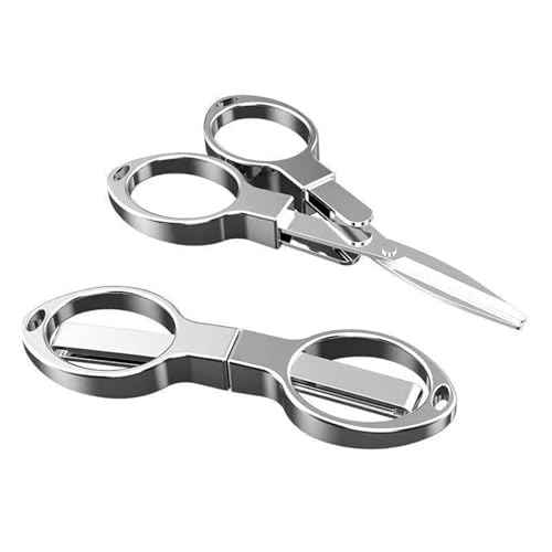 Folding Mini Scissors, Stainless Steel Retractable Small Scissors for Home Office and Travel, 2-Piece Set
