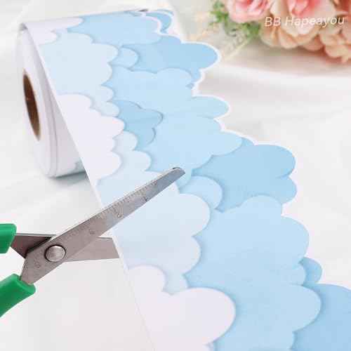 Bulletin Board Border 65.6ft Classroom Blackboard Decoration for School/Office/Party (Cloud)