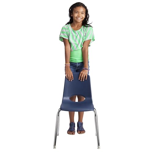 Factory Direct Partners 16-Inch Navy Classroom Stack Chair with Swivel Glides - Pack of 6