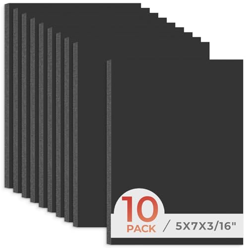 Frametory 5x7 Black Foam Core Boards Pack of 10 | 3/16'' Thickness for Art & Display