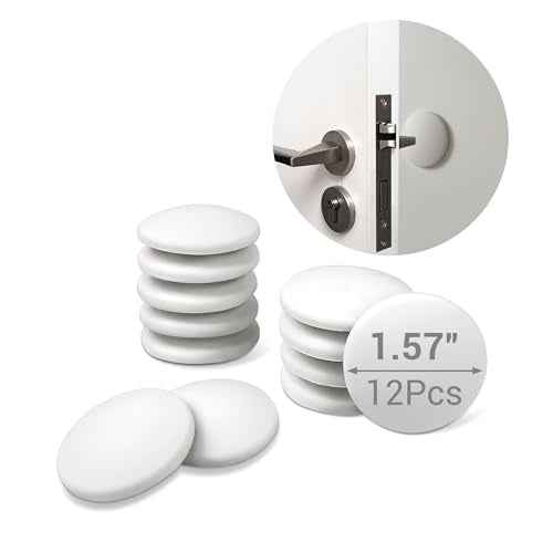 Door Stopper - 1.57" White Door Stoppers for Wall (12 Pack), with Heavy-Duty Adhesive - Wall Protector & Shock-Absorbent Protectors from Door Knobs - Prevents Scratches on Walls & Doors