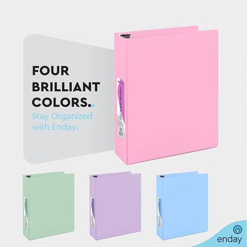 Enday Pink 1.5 Inch 3-Ring Binder with Clear View Cover & Pockets