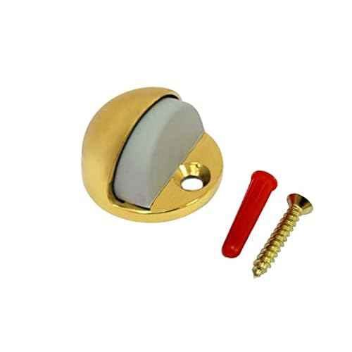 QCAA Solid Brass Low Dome Floor Door Stop, 1/4"-3/4" Clearance from Floor Buttom, Polished Brass, 4 Pack, Made in Taiwan