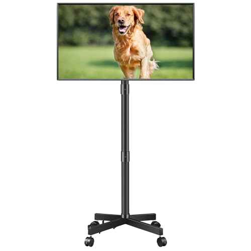 Rolling TV Stand for 23-60 Inch LCD LED Flat Curved Panel Screens TVs, Height Adjustable Mobile TV Stand with Locking Wheels up to 55lbs, Tilting Smart TV Cart Max VESA 400x400mm