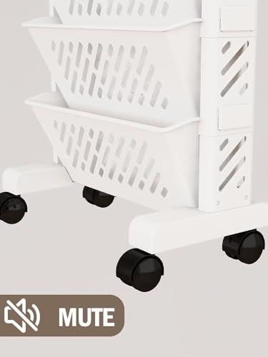 Vosaplk 5-Tier Rolling Utility Cart, Mobile Bookshelf on Wheels with 360° Casters