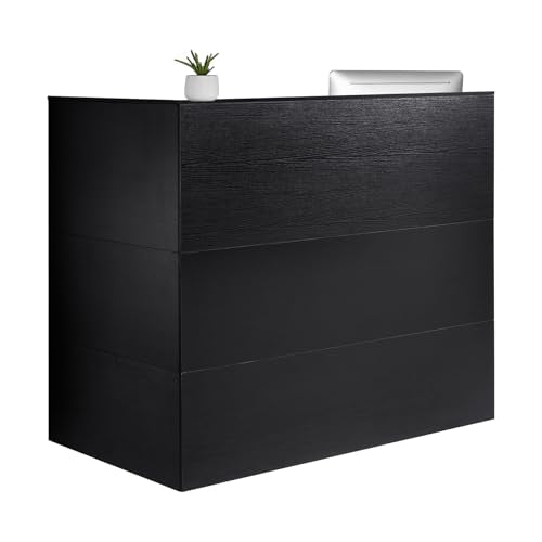 VEVOR 55-Inch L-Shaped Reception Desk with Drawer, Keyboard Tray & Cabinet