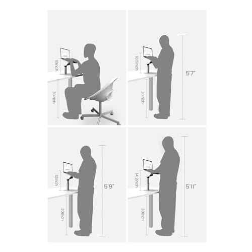 Vaydeer Portable Standing Desk Converter, All-in-One Aluminum Laptop Stand Adjustable Height 360¡Æ Rotation, Ergonomic Riser, Universal Fit for MacBook Pro and All Laptops, Sit-to-Stand Design