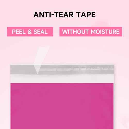Poly Mailers 14.5x19 200 Pcs | Large Shipping Bags for Clothing | Strong Adhensive Mailing Bags for Small Business, Shipping Envelopes Bags, Tear-resistant Package Bags Pink