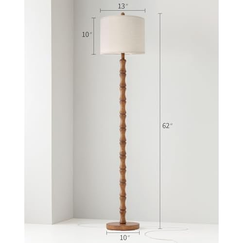 BOBOMOMO 62" Rustic Floor Lamp for Living Room, Retro Farmhouse Floor Lamp Rotary Switch, Resin Standing Lamp for Living Room, Corner, Dining Room, Bedroom, House