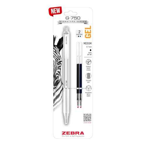 Zebra Pen G-750 Retractable Gel Pen, Pearl White Brass Barrel, Textured Grip, 0.7mm, 1-Pack with Refills (49801)