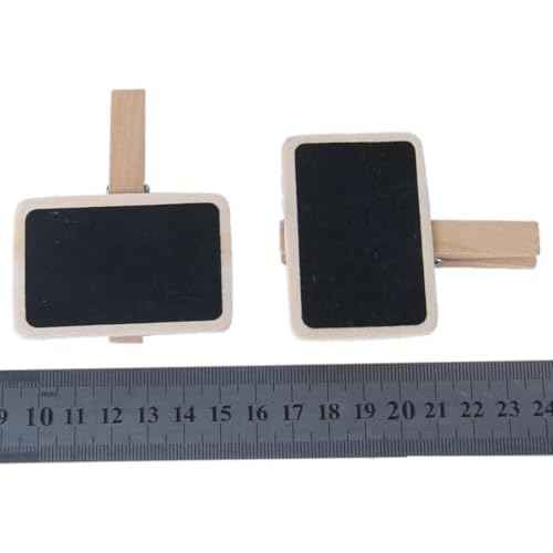 20 Pieces Mini Chalkboard Signs with Clips, Wooden Rectangle Message Boards,with Clip Message Chalk Board Tag Signs Clips Basket Labels Clip for Memo,Note Taking
