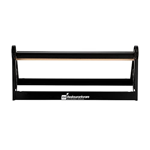 Restaurantware-20.2 x 6.7 x 8 Inch Wrapping Roll Cutter, 1 Wall Mountable Butcher Paper Holder - Serrated Blade, Rubber Feet, Black Steel Paper Cutter Stand, Versatile, For 18 Inch Butcher Paper