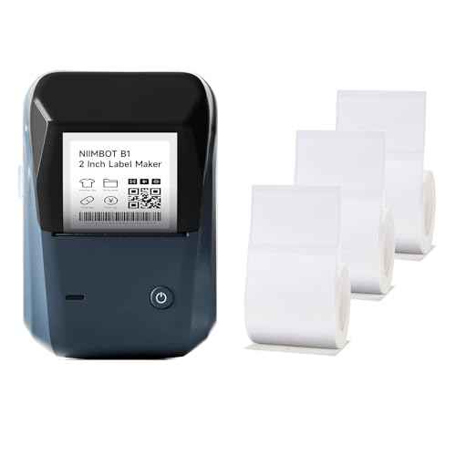 B1 Label Maker with 3Roll White Label Tapes,2 Inch Bluetooth Portable Label Printer with Auto Identification,Label Printer Machine with Tapes Easy to Use for Office, Home, Business