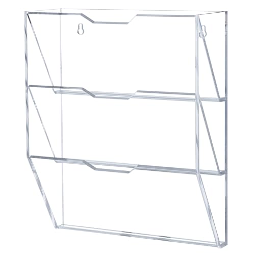 MyGift 3 Tier Mail Sorter, Premium Clear Acrylic Wall Mounted Letter Holder, Home Entryway or Office Document Organizer Rack