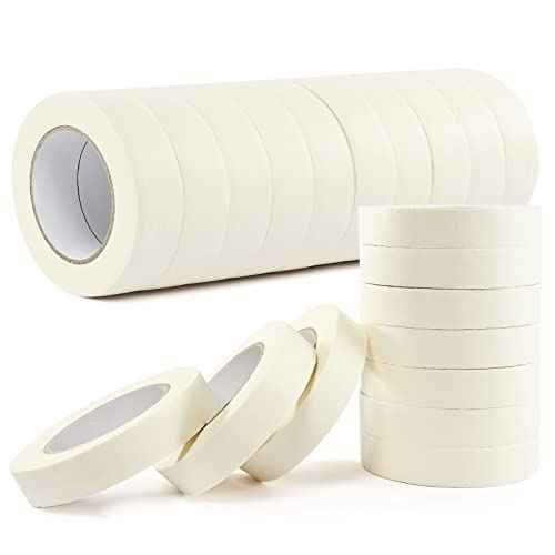 Masking Tape Bulk 1 Inch 20 Packs - White Beige Masking Tapes for General Purpose, Craft, Art, Home, Office, School, 1 Inch x 55 Yards x 20 Rolls