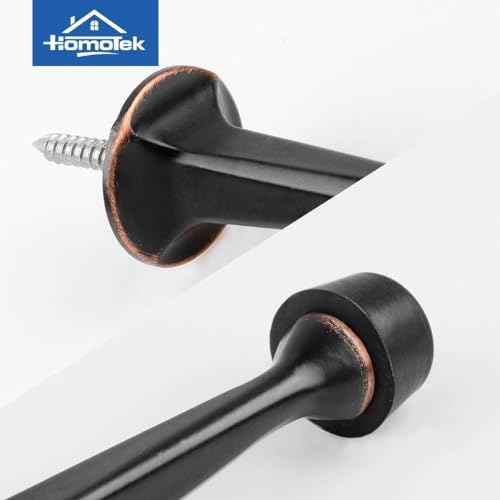 HOMOTEK 48 Pack Heavy Duty Solid Rigid Door Stop with Soft Rubber Tip, Zinc Die Cast Door Stopper Protect Wall & Door, Oil Rubbed Bronze