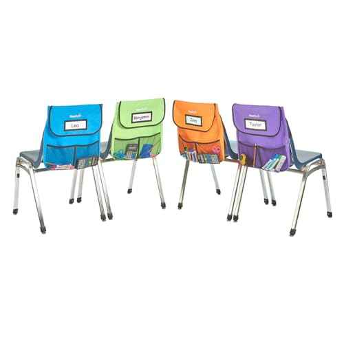 EAI Education NeatSeat¢ç Slide Classroom Chair Organizer: Set of 4 Large - Assorted Colors