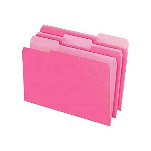 Pendaflex Two-Tone Color File Folders, Legal Size, Pink, 1/3 Cut, 100/BX (153 1/3 PIN)