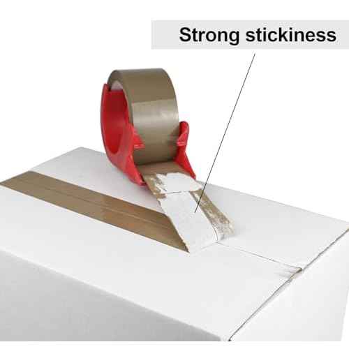 BOMEI PACK Brown Packing Tape with Dispenser, 2.4 Mil 1.88 Inch x 60 Yards, 6 Refills Rolls Packaging Tape for Moving, Shipping and Storage