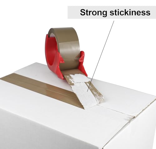 BOMEI PACK 6 Rolls Brown Packing Tape with Dispenser, 2.4 Mil x 1.88 Inch x 60 Yards