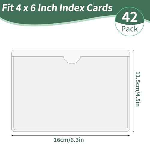 Storage Bin Labels, 42 Pack 4x6 Index Card Holder, Clear Adhesive Pockets, Removable Tote Labels Stickers for Packing Moving Box & Containers, Easy Peel Off