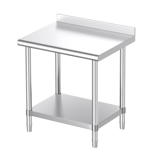 30" x 24" Stainless Steel Commercial Prep Table with Backsplash & Adjustable Undershelf