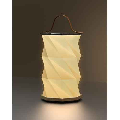 Portable Foldable Table Lamp with USB Rechargeable Battery, 3-Level Dimmable Touch Control Night Light, Folding Paper Lantern Light for Home Office Bedroom Reading (Black)