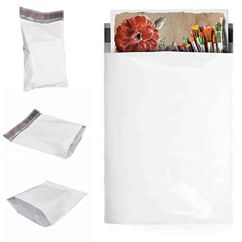 Gusseted Poly Mailers, 15 x 20 x 4 Inches. Pack of 100 White Expansion Poly Mailers Bags. Lightweight Plastic Shipping Bags for Clothing, 2.4 Mil. Waterproof Envelope for Shipping Peel & Seal