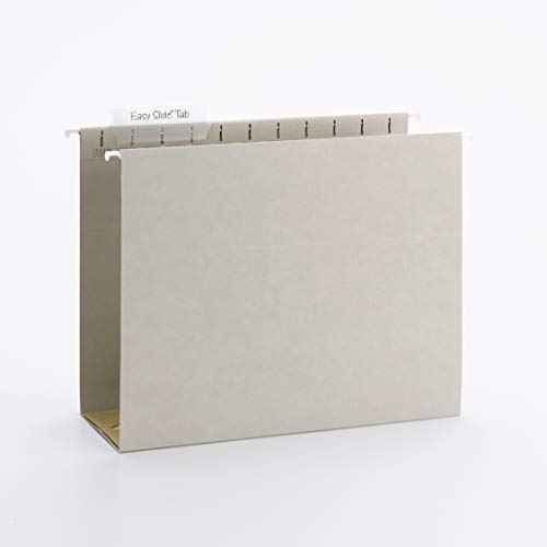 Smead TUFF Extra Capacity Box Bottom Hanging Folder, 4" Expansion, 1/3-Cut Easy Slide Tab, Letter Size, Steel Gray, 18 per Box (64242)