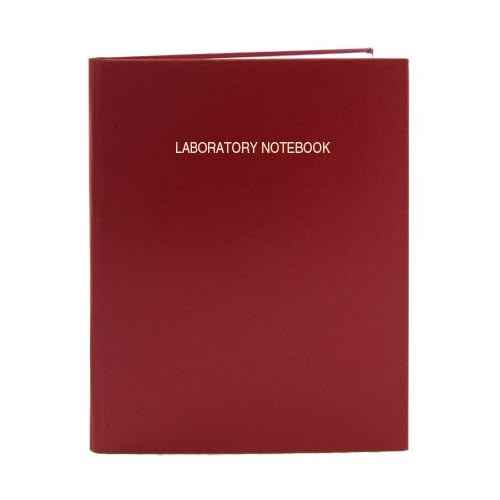 BookFactory Red Lab Notebook - 240 Pages (.25'' Ruled Format) 8 7/8'' x 11 1/4'' Red Imitation Leather Cover Section Sewn Hardbound Laboratory Notebook (Made in USA)