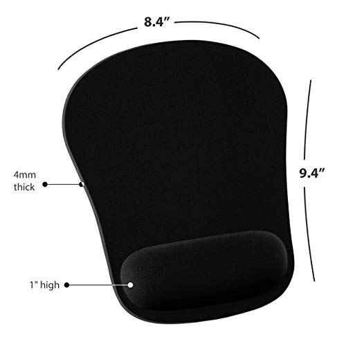 Mouse Pad with Wrist Rest Comfortable Ergonomic Wrist Support Memory Foam Mousepad Black, Computer Mouse Pads for Desk Office & Home, Cushion & Pain Relief, Non-Slip Rubber, 10 Pack