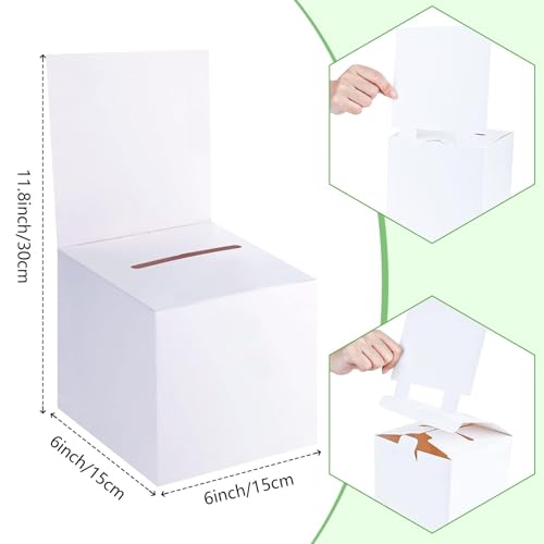 White 30 Pack Raffle Boxes with Slot & Removable Header – 6x6x6 Inch Cardboard Suggestion & Voting Box Set