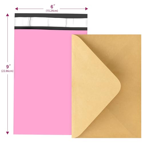 JollyTrip Sakura Pink Poly Mailers 6x9 Inch 120 Pack Waterproof Tear-Resistant Shipping Envelopes with Self-Adhesive Seal