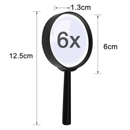 Elcoho 24 Pack Handheld Magnifiers with Storage Bag - 6X Acrylic Lens for Reading Jewelry & Home Use