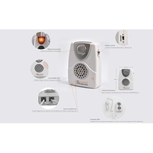 Telephone Ringer Amplifier with Flashing Light for Landline Phones and BT Digital Voice, Wall Mountable, up to 105dB - CEA-40 by Connected Essentials