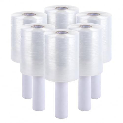 DAJAVE 6 Pack 5" Stretch Wrap Rolls 1000ft 80 Gauge Industrial Shrink