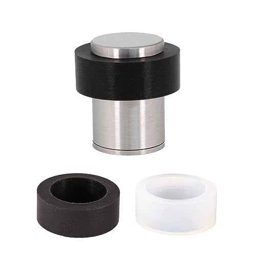 EVI Herrajes | Door Stop | W=0,94" x H=1,37"| Stainless Steel | Threaded Base | Includes Screw + Fastening Plug + Black and White Protectors
