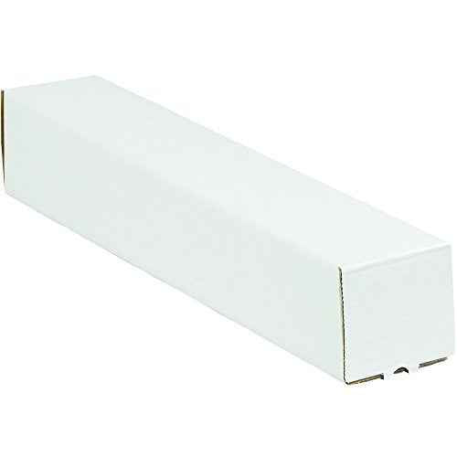 BOX USA Corrugated Cardboard White Square Mailing Tubes, 18" L x 3" W x 3" H, Pack of 25, for Shipping, Packaging and Moving