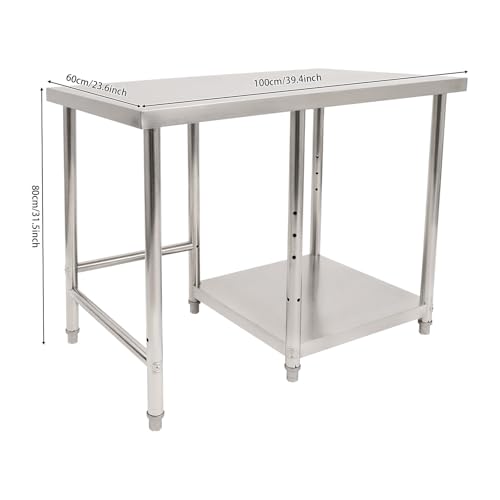 Stainless Steel 40x24 Inch Work Table with Under Shelf – Heavy Duty Commercial Kitchen Prep Table