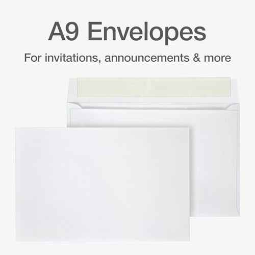 Columbian A9 Envelopes with Self Seal Closure, 5-3/4 x 8-3/4 Inches, 24 lb. White, For Greeting Cards, Photos, and Invitations, 100 per Box (1009562)