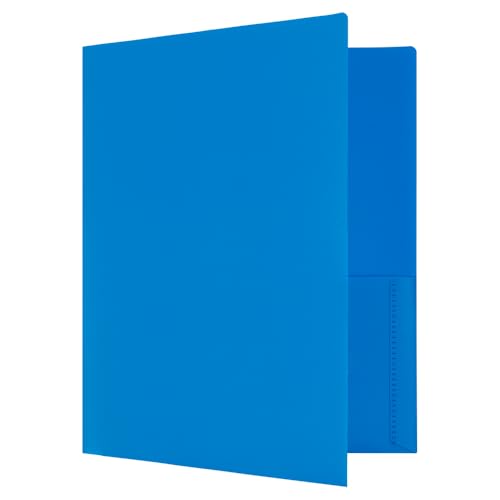 JAM Paper Heavy Duty Plastic 2-Pocket School Folders Assorted Primary Colors - 6 Pack
