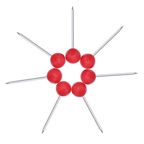 Outus 300 Pcs Map Tacks Push Pins Assorted Red Ball Top - Stainless Steel Pins for Cork Board