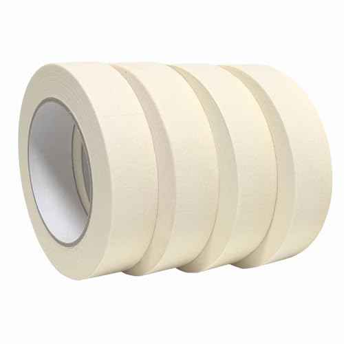 Lazybug studio Masking Tape 1 inch Wide, 4 Rolls White Masking Tape, 1 Inch x 50 Yards x 4 Rolls, Total 200 Yards