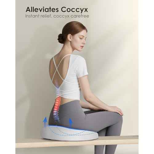 FLORICH Seat Cushion, Memory Foam Cushion for Office Chair, Ergonomic Office Seat Chair Cushion for Relieving Sciatica, Soft & Breathable Car Seat Cushion - Grey