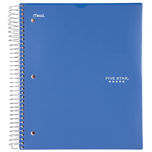 Mead Five Star Notebook + Study App - 5 Subject Notebook College Ruled - Water Resistant Customizable Cover - Spiral Notebook 8.5 X 11-200 Sheets - Assorted Colors - 6 Pack