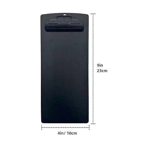Plastic Clipboard, for Memo Menu Credit Card Receipt, 4x9in, Black (12-Pack)