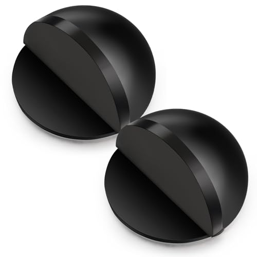 2 Pcs Self-Adhesive Floor Door Stop, Black (MorningRo) – No Drill, Semi-Circular Protectors