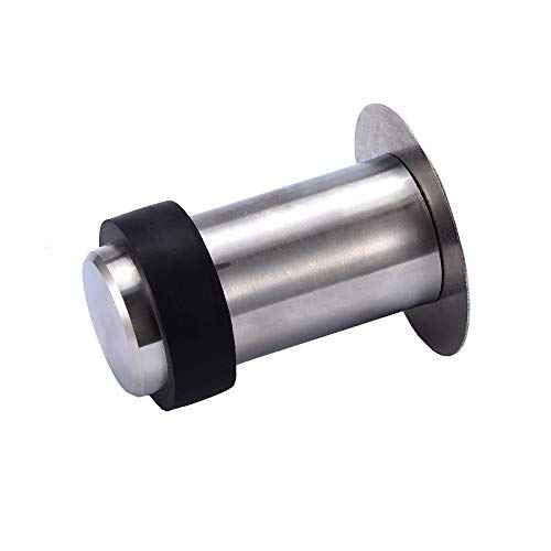 Door Stopper Stainless Steel Cylindrical Floor Mount Door Stop, Double-Sided Adhesive Sheets No Need to Drill 2.4" Pack of 8