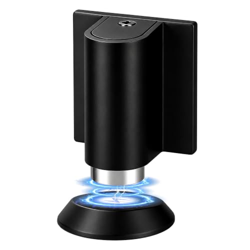 Yagman Magnetic Door Stopper Floor Mount, No-Drill Adhesive, Retractable, 1 Pack – Black